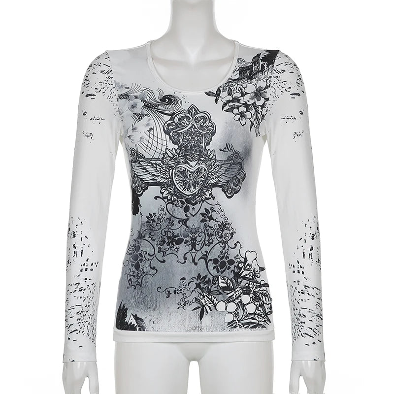 Graphic Print Gothic Slim T-shirt