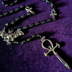 Emo Vampire Ankh Rosary Occult Vamp Bead Necklace Goth Punk Bat Cross Pendant Necklace Handmade Beaded Egyptian Tradgoth Jewelry