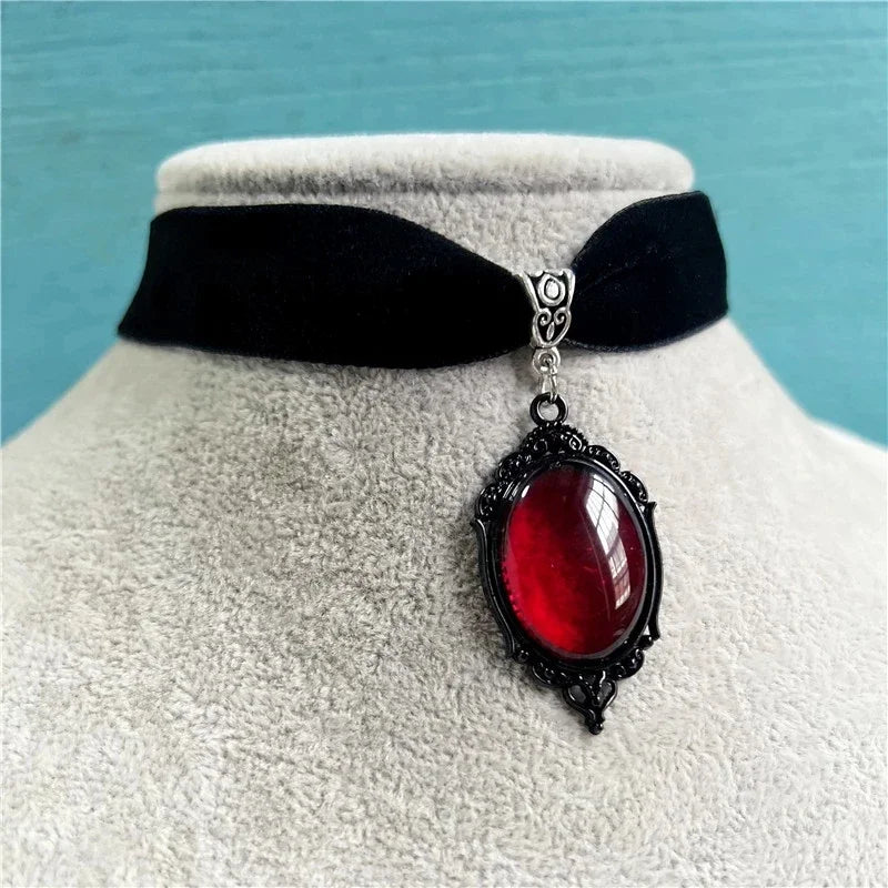 Gothic Vampire Cameo Pendant Choker