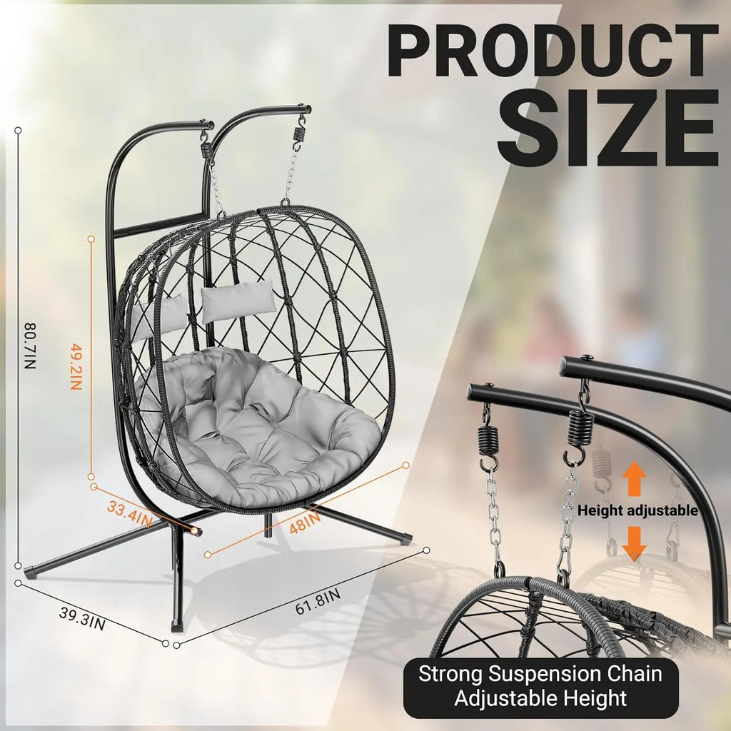 Double Egg Swing Chair with Stand