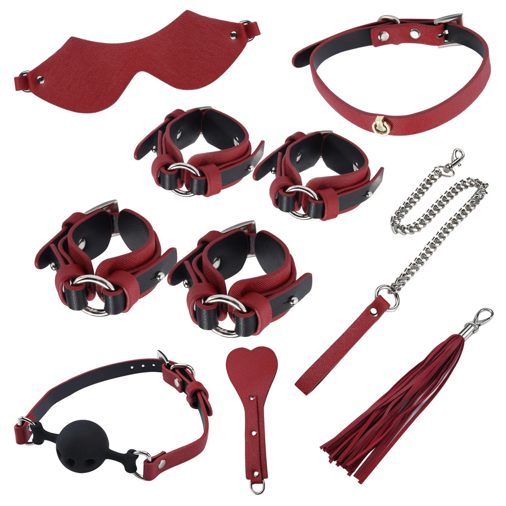 High quality BDSM Genuine Leather Bondage Set
