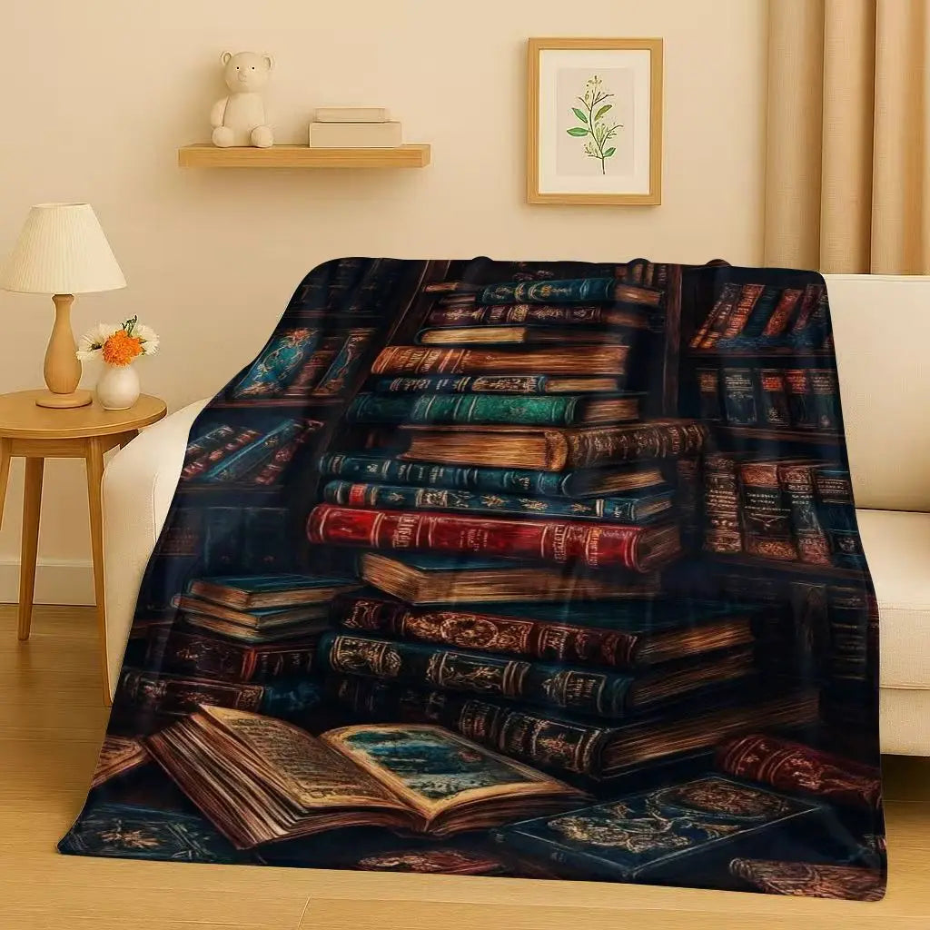 Magic Book Library Bookshelf Blanket