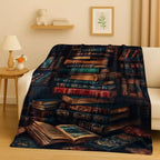 Magic Book Library Bookshelf Blanket