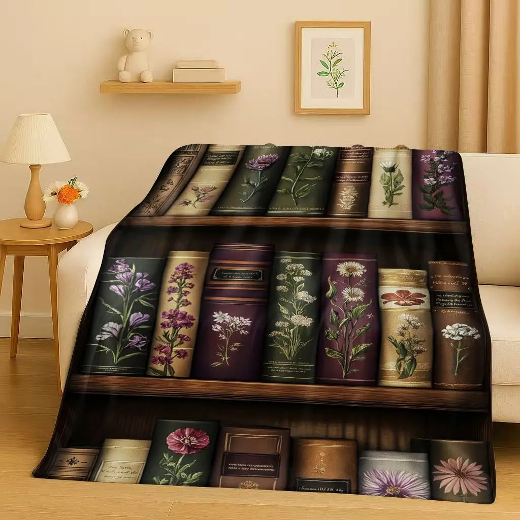 Magic Book Library Bookshelf Blanket