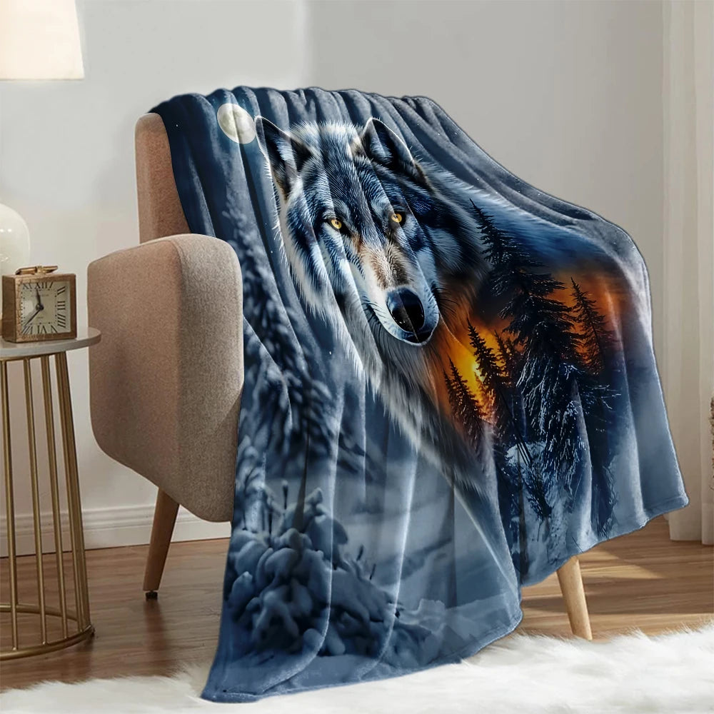 Wolf Print Soft Throw Blanket