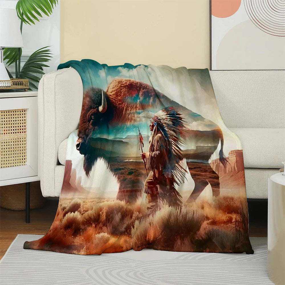 Wolf Print Soft Throw Blanket