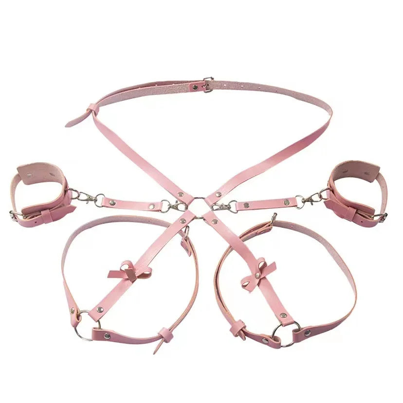Adjustable Leather Bondage Set Waist Belt