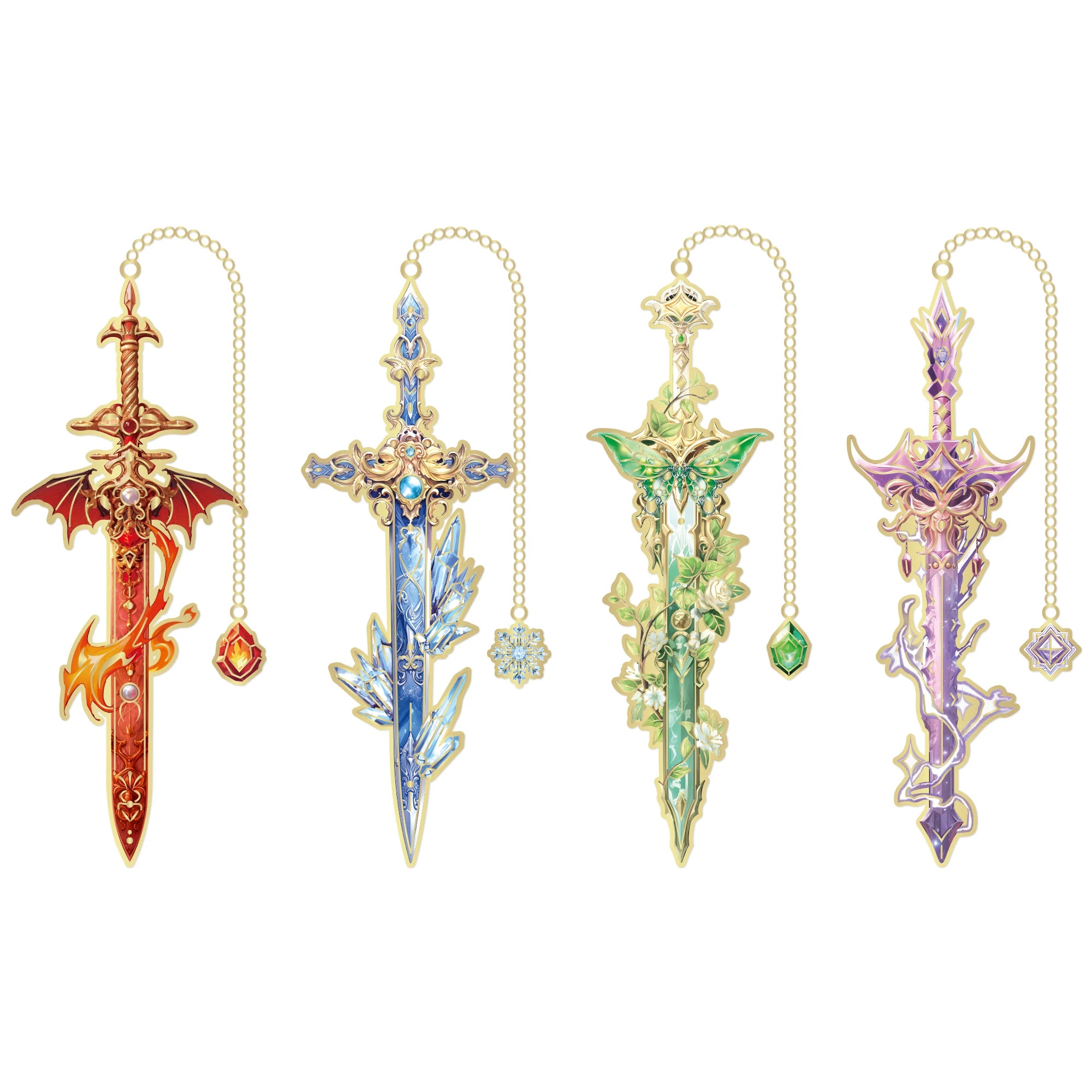 4pcs Fantasy Sword Bookmarks