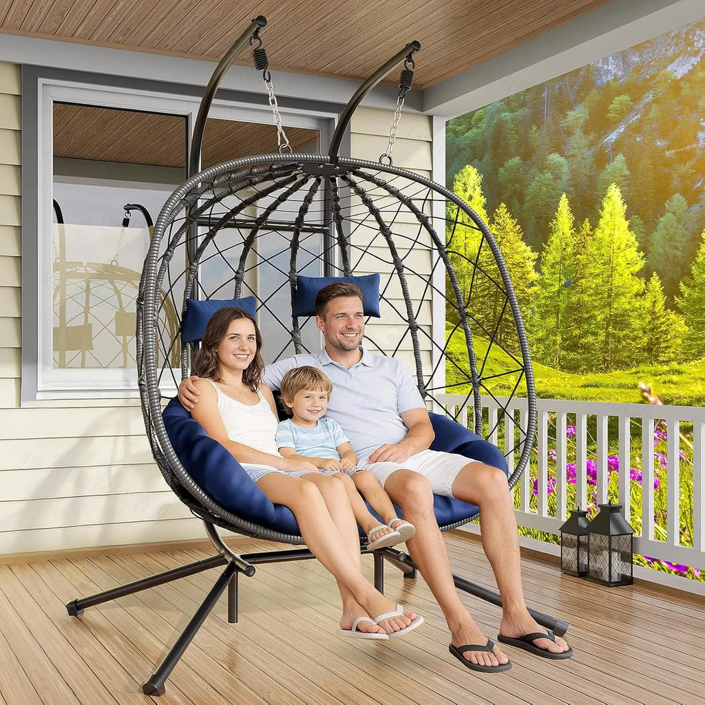 Double Egg Swing Chair with Stand