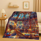 Magic Book Library Bookshelf Blanket