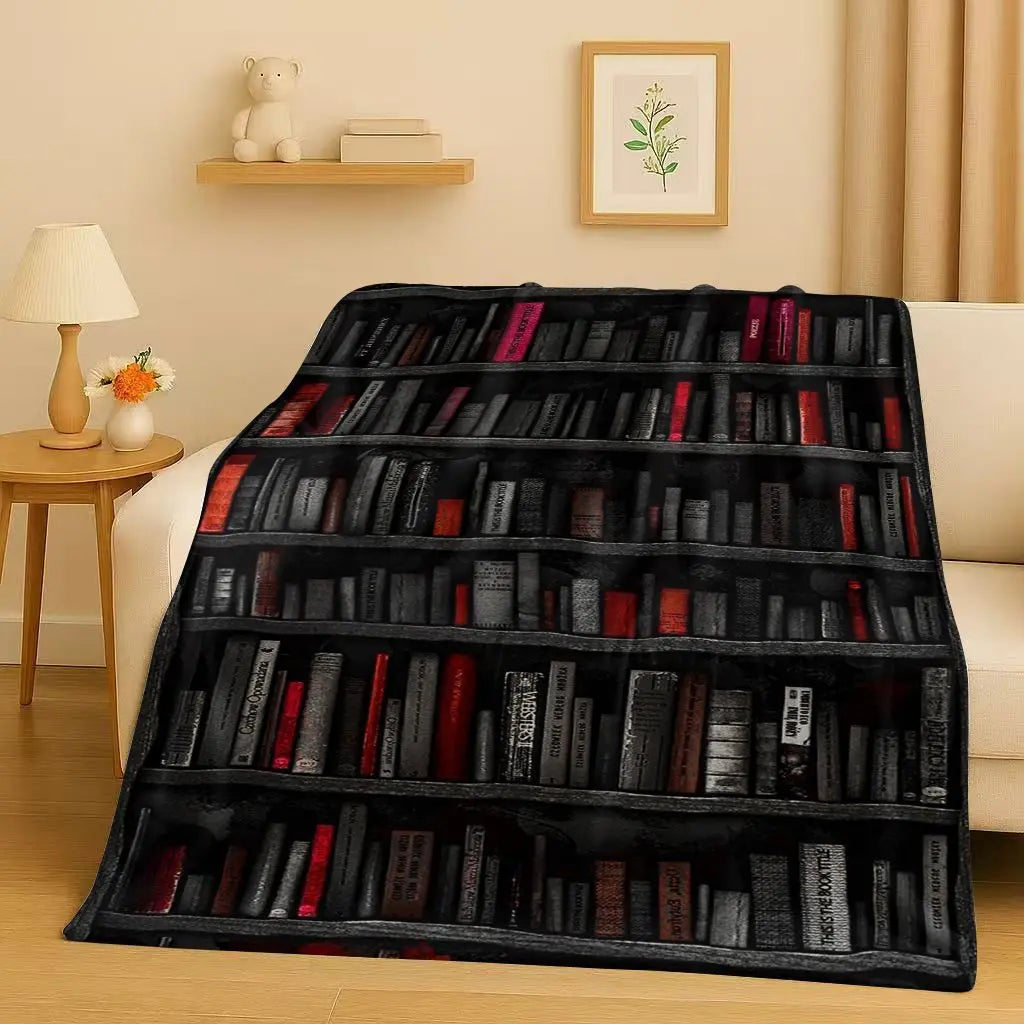 Magic Book Library Bookshelf Blanket