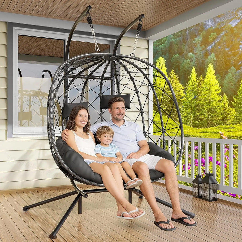 Double Egg Swing Chair with Stand