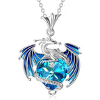 Exquisite Silver Dragon Heart Rhinestone Necklace