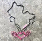 Emo Vampire Ankh Rosary Occult Vamp Bead Necklace Goth Punk Bat Cross Pendant Necklace Handmade Beaded Egyptian Tradgoth Jewelry