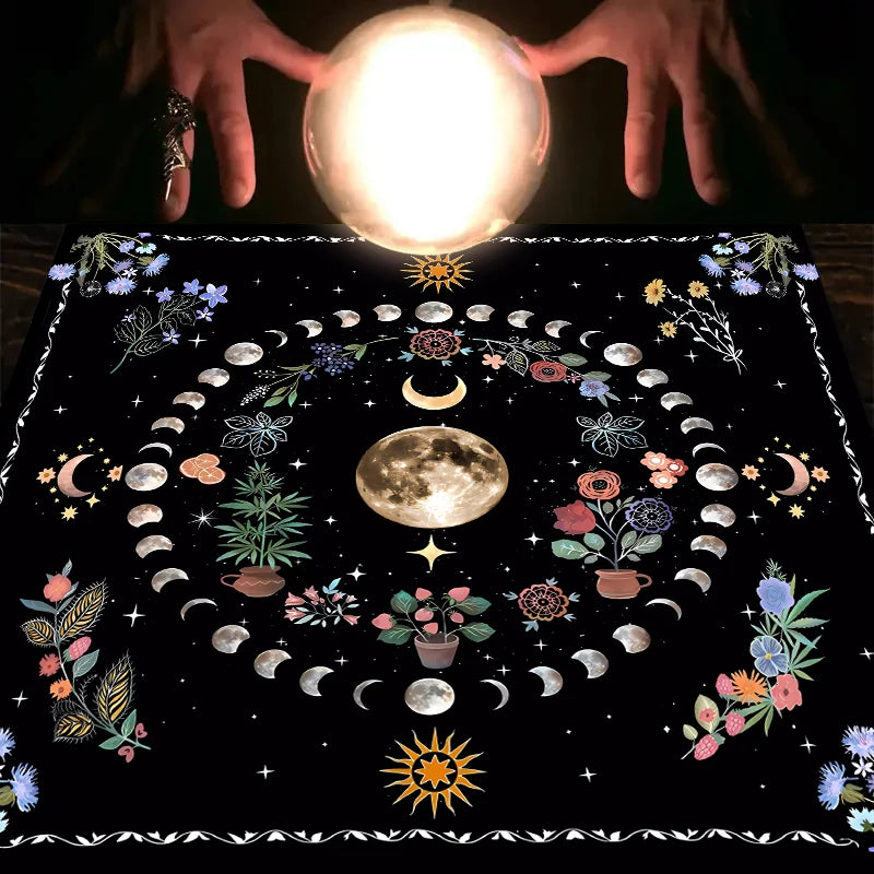 1PC Moonlight Flower Tarot Card Table Cloth
