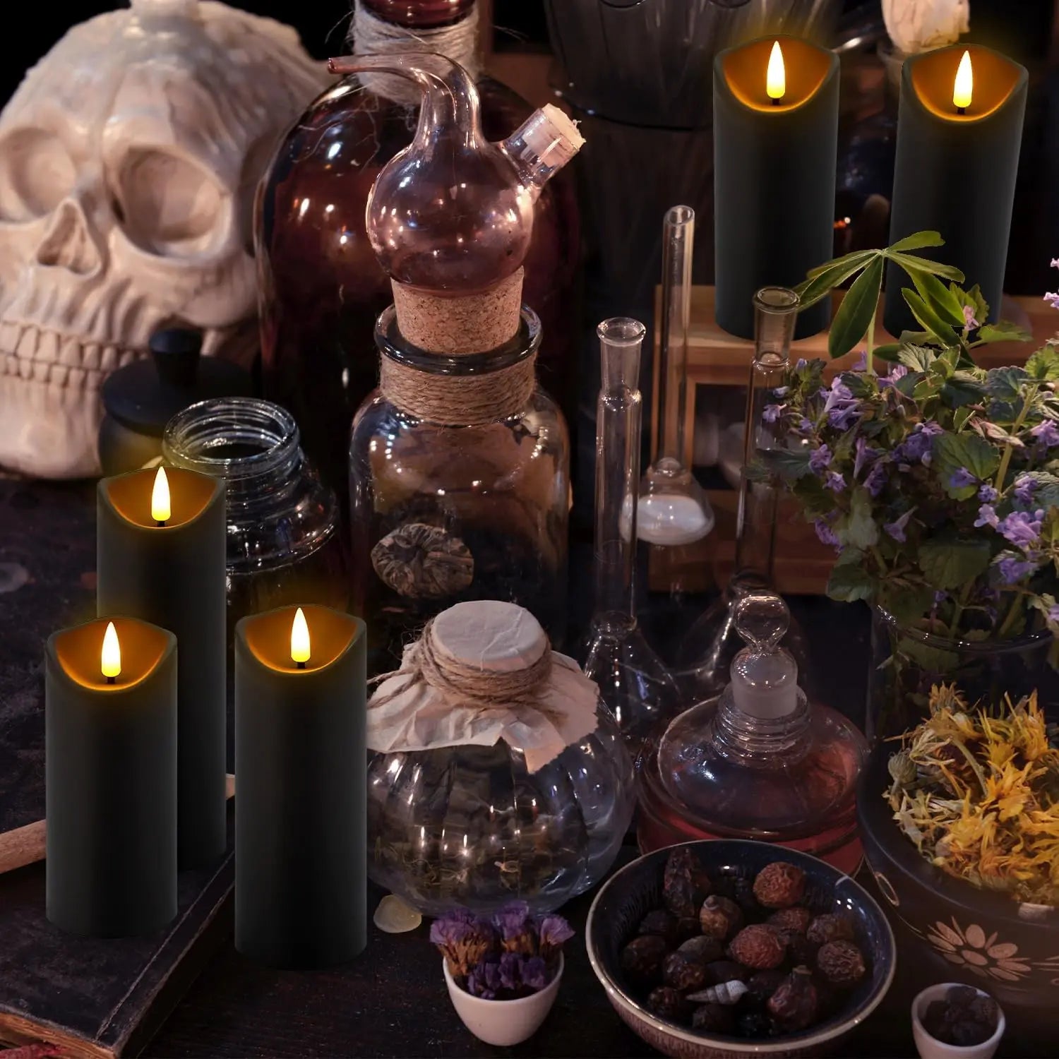 24-Pack Black Flameless LED Candles with Remote & Timer