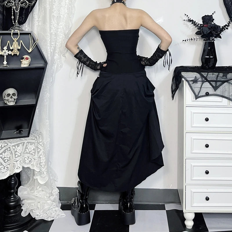 Gothic High Waist Bandage A-line Skirts