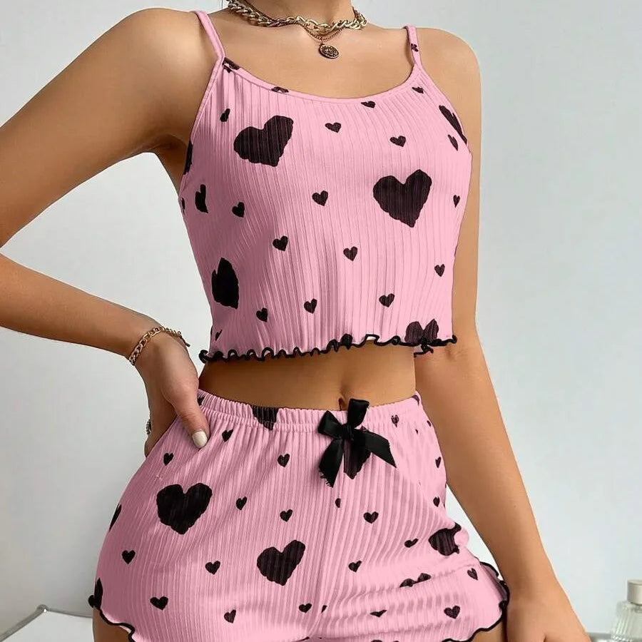 2 Pieces Pajama Shorts Set