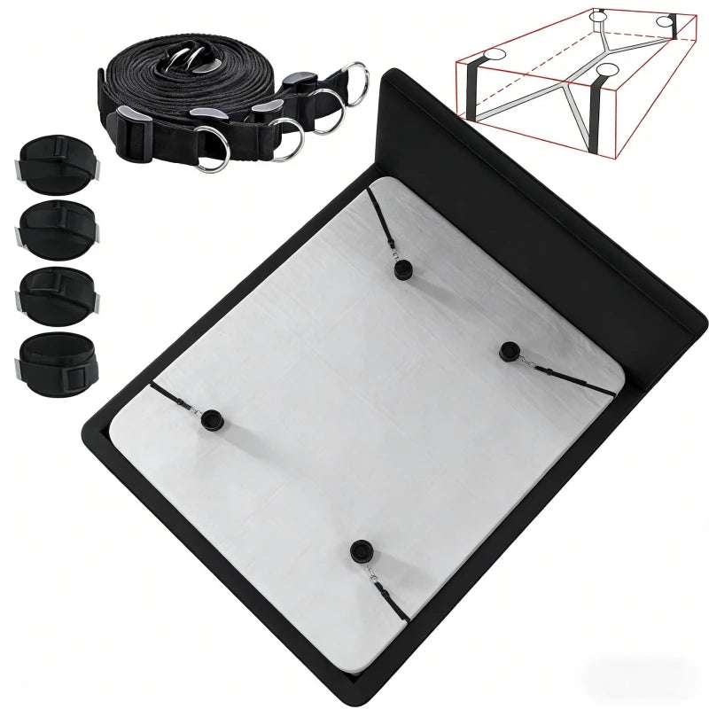 Couple Bed Sex Games Strap System BDSM Bed Restraint Sex Machine Female Handcuff Ankle Cuffs Open Leg Straps Eyeblinder Sex Toy