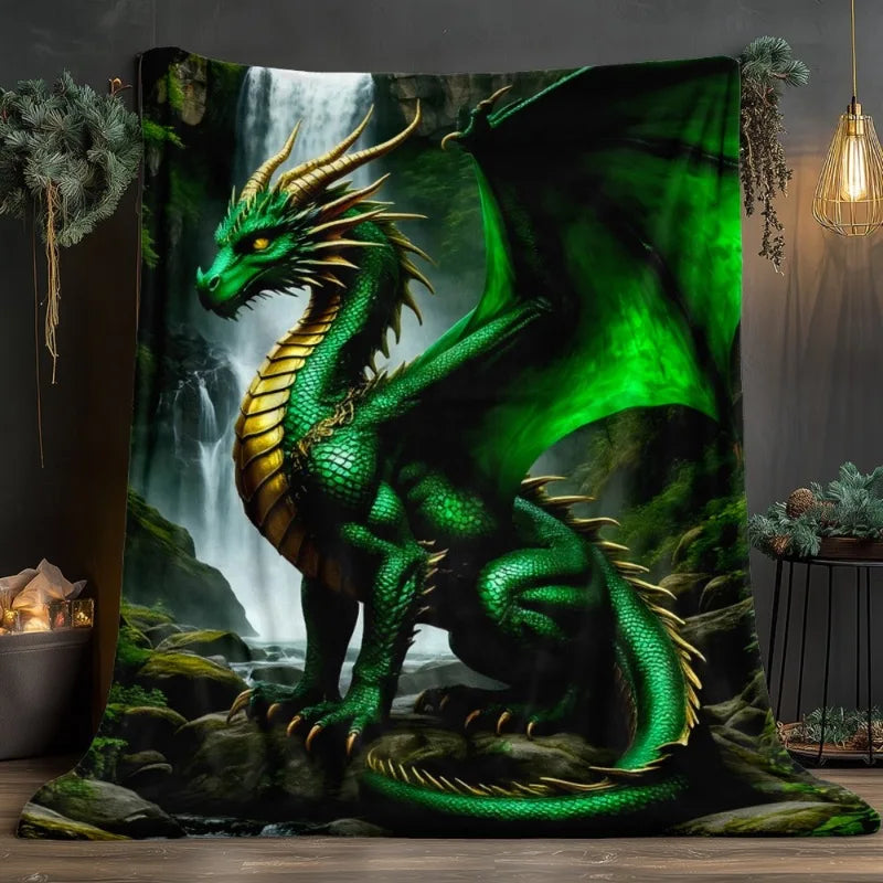 Dragon Throw Blanket with Waterfall