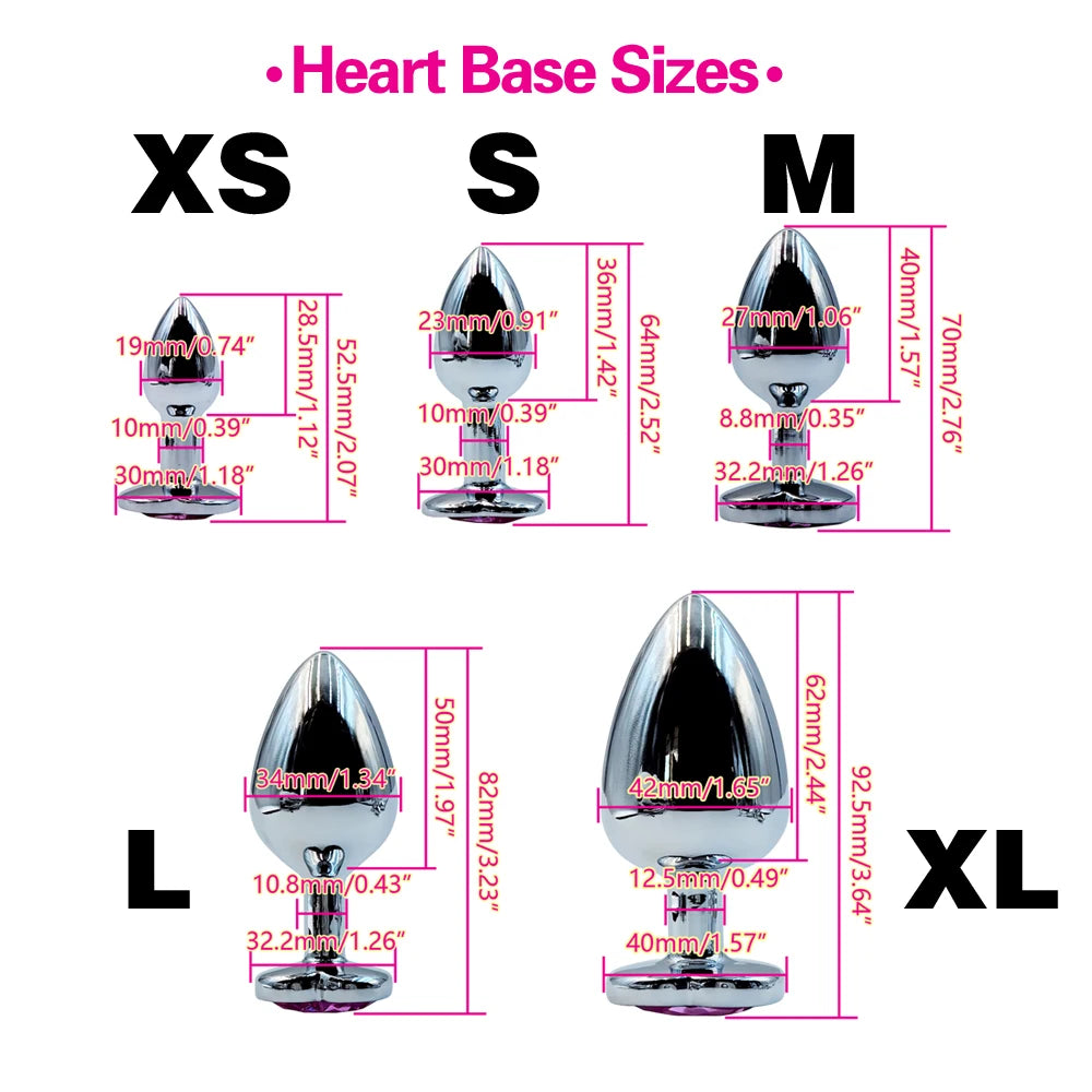 Metal Anal Heart Butt Plug Adult Toy