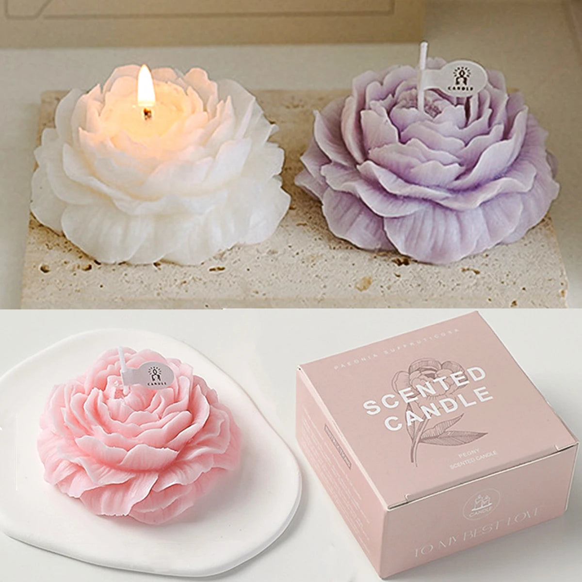 3D Peony Aromatic Candles