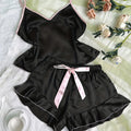 Satin Pajamas T Shirt and Shorts Set