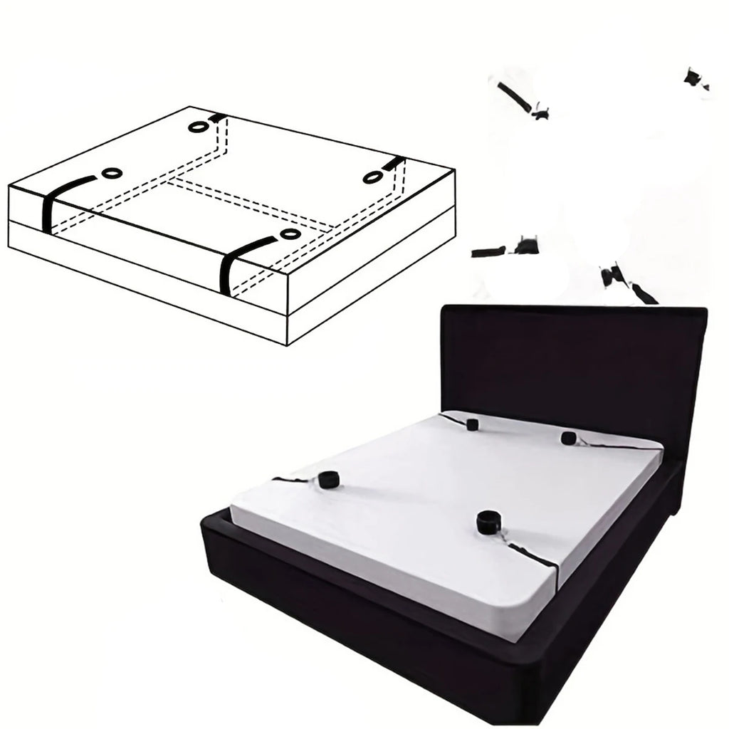 Couple Bed Sex Games Strap System BDSM Bed Restraint Sex Machine Female Handcuff Ankle Cuffs Open Leg Straps Eyeblinder Sex Toy