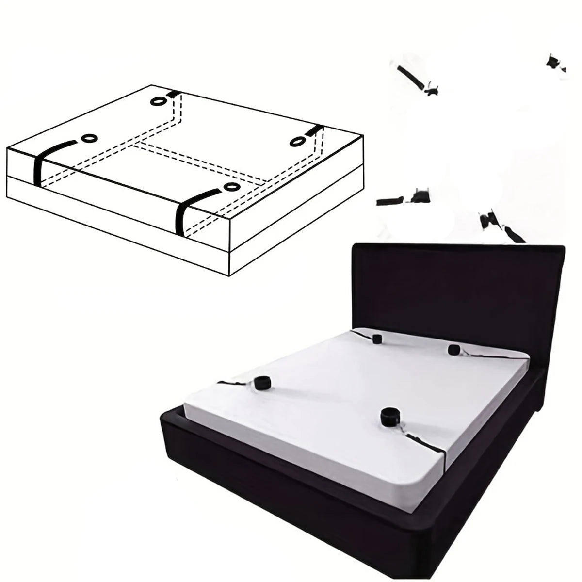 Couple Bed Sex Games Strap System BDSM Bed Restraint Sex Machine Female Handcuff Ankle Cuffs Open Leg Straps Eyeblinder Sex Toy