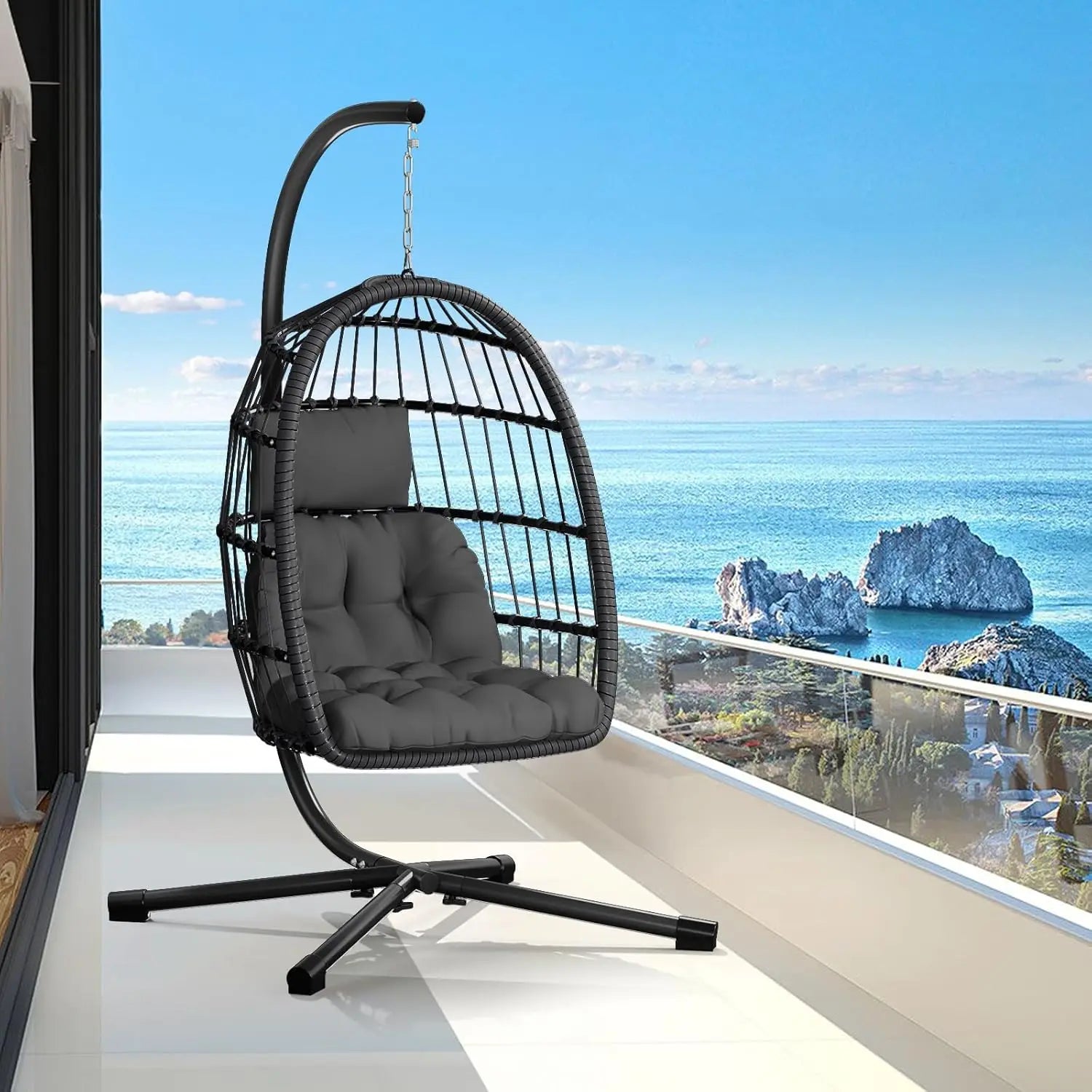 Double Egg Swing Chair with Stand