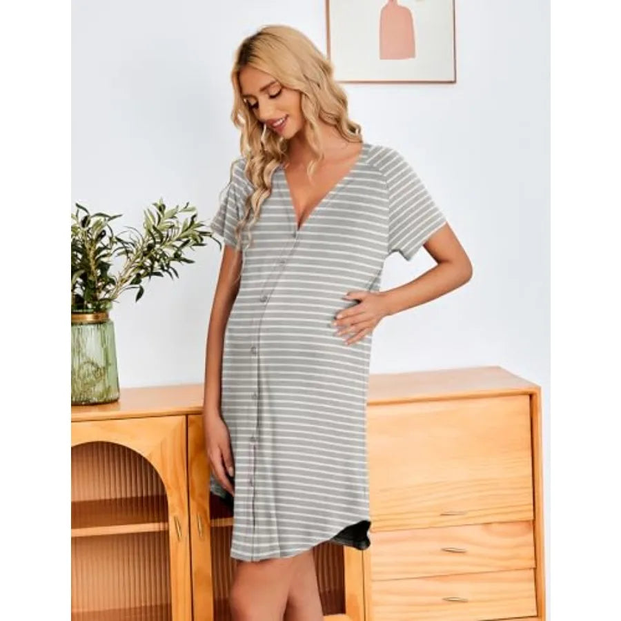 3 Pack Women's Nightshirt Button Down Nightgown