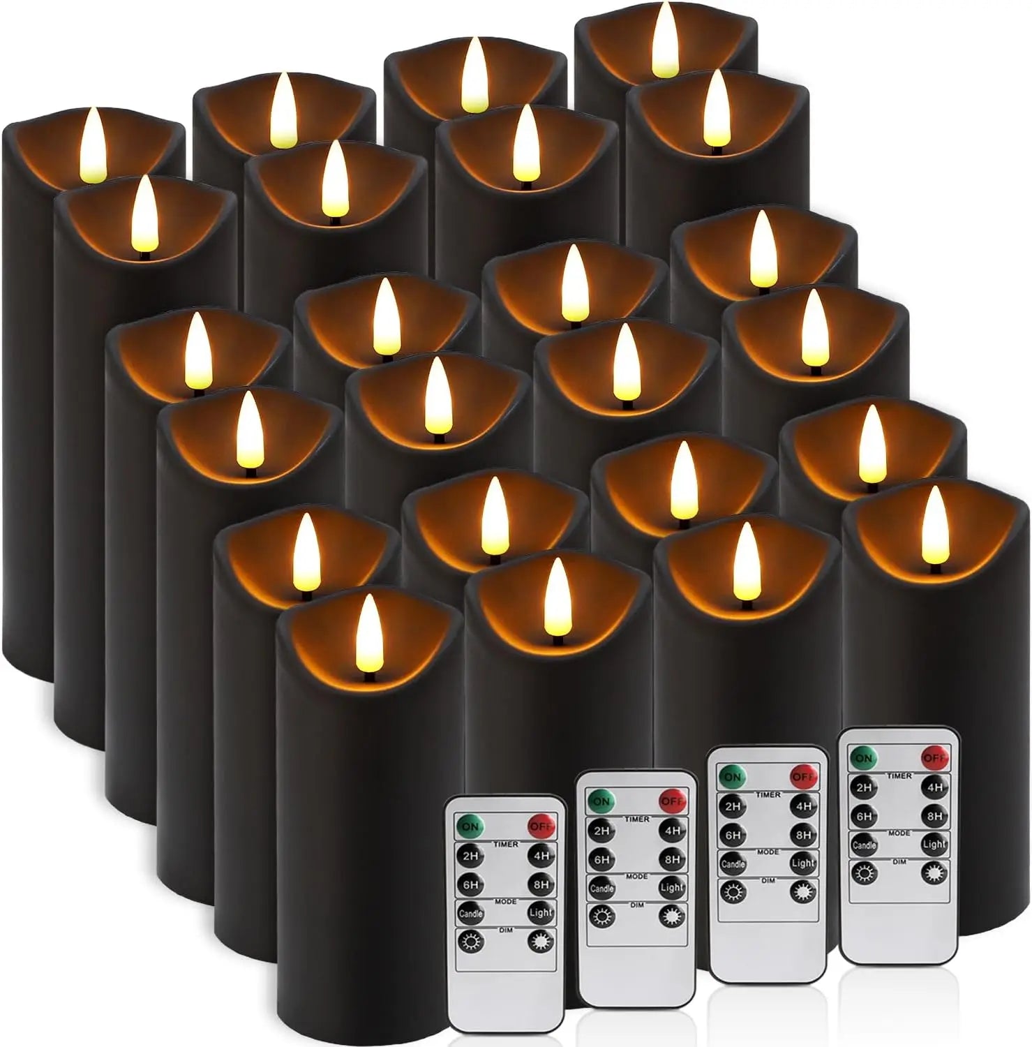 24-Pack Black Flameless LED Candles with Remote & Timer
