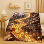 Magic Book Library Bookshelf Blanket