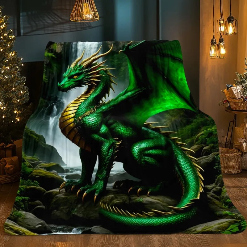 Dragon Throw Blanket with Waterfall