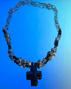 Emo Vampire Ankh Rosary Occult Vamp Bead Necklace Goth Punk Bat Cross Pendant Necklace Handmade Beaded Egyptian Tradgoth Jewelry