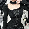 Gothic Black Lace Long Sleeve T-Shirt