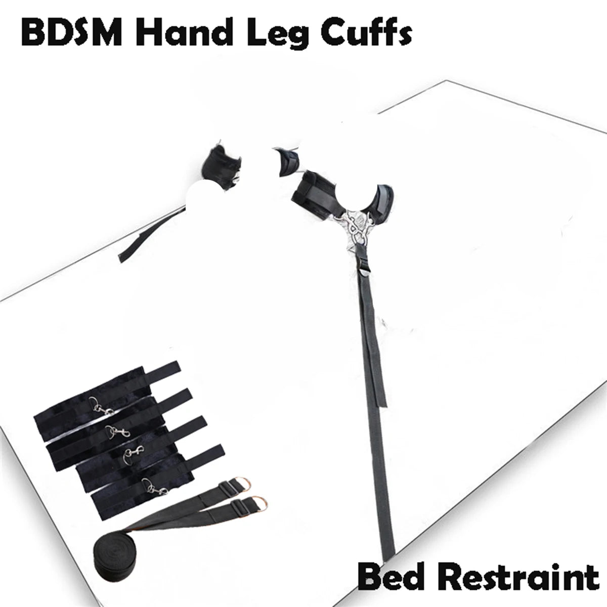 Couple Bed Sex Games Strap System BDSM Bed Restraint Sex Machine Female Handcuff Ankle Cuffs Open Leg Straps Eyeblinder Sex Toy