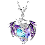 Exquisite Silver Dragon Heart Rhinestone Necklace