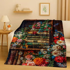 Magic Book Library Bookshelf Blanket