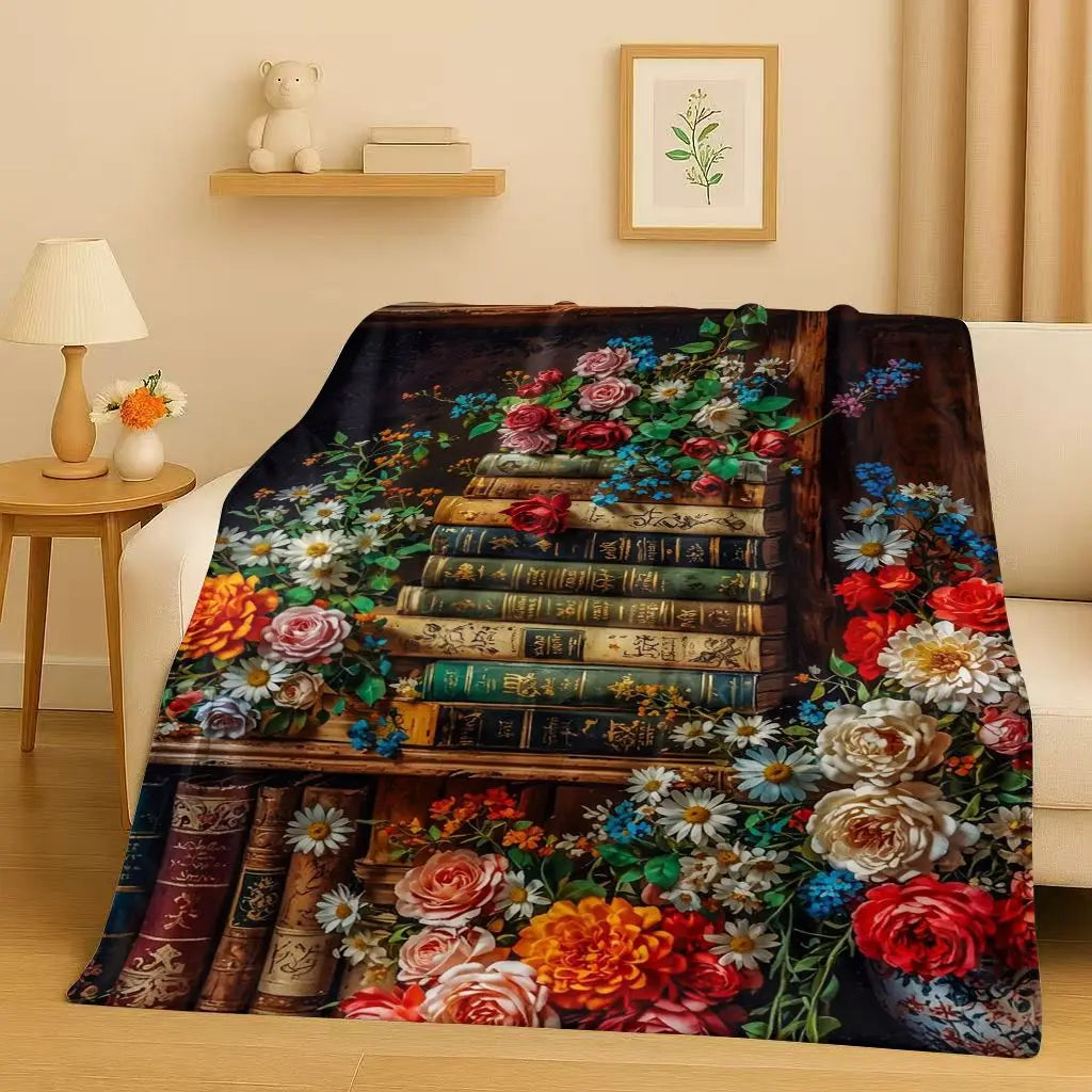 Magic Book Library Bookshelf Blanket
