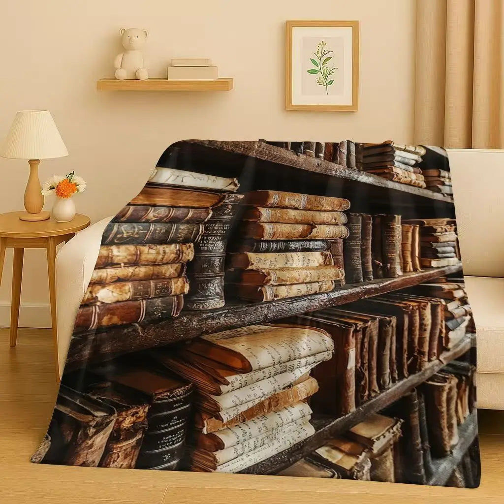 Magic Book Library Bookshelf Blanket