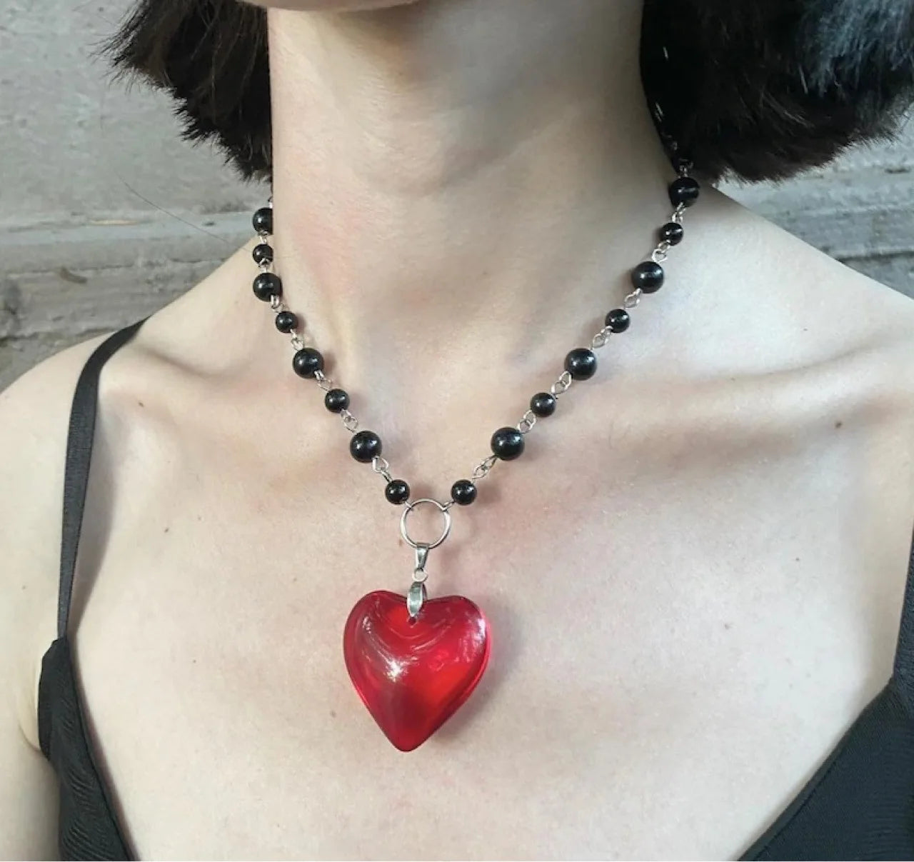 Emo Vampire Ankh Rosary Occult Vamp Bead Necklace Goth Punk Bat Cross Pendant Necklace Handmade Beaded Egyptian Tradgoth Jewelry