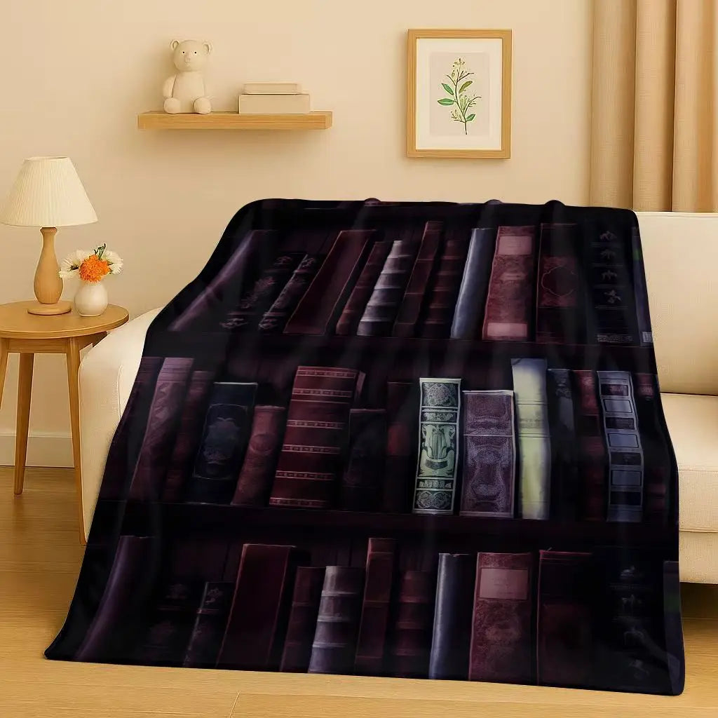 Magic Book Library Bookshelf Blanket