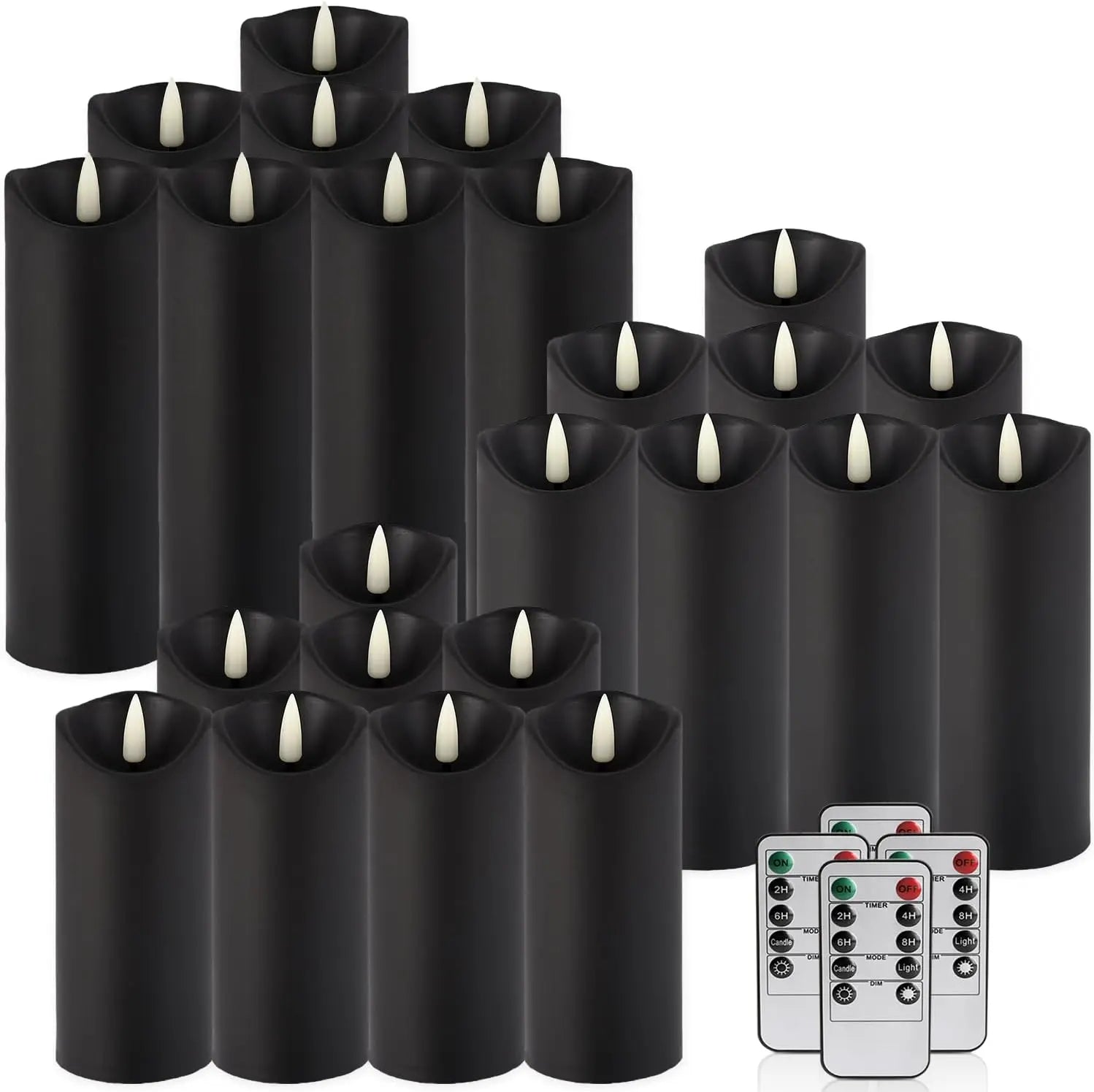 24-Pack Black Flameless LED Candles with Remote & Timer