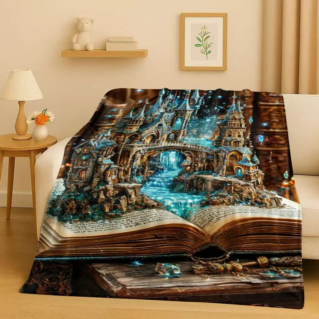 Magic Book Library Bookshelf Blanket