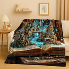 Magic Book Library Bookshelf Blanket