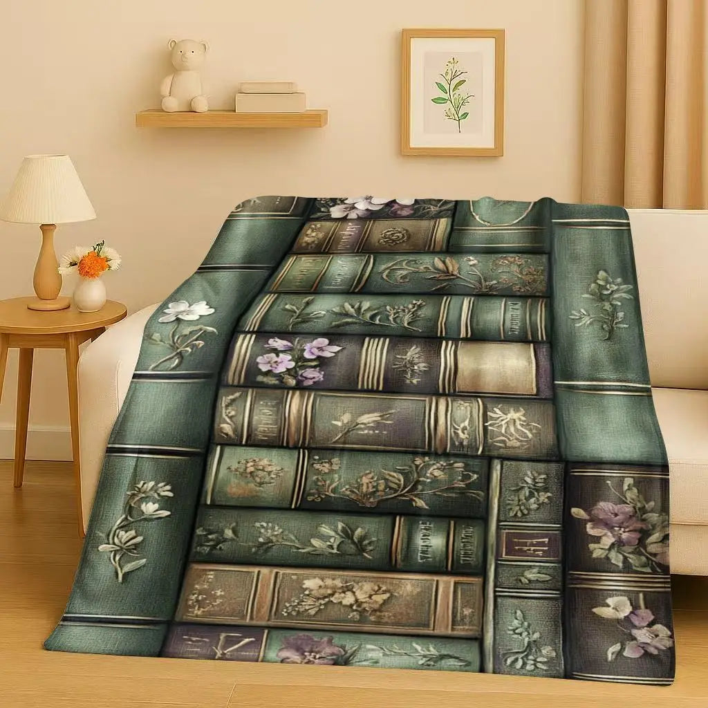 Magic Book Library Bookshelf Blanket