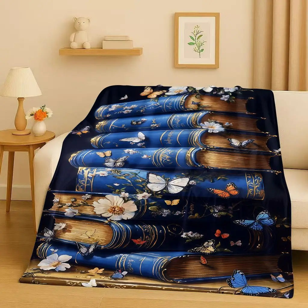 Magic Book Library Bookshelf Blanket