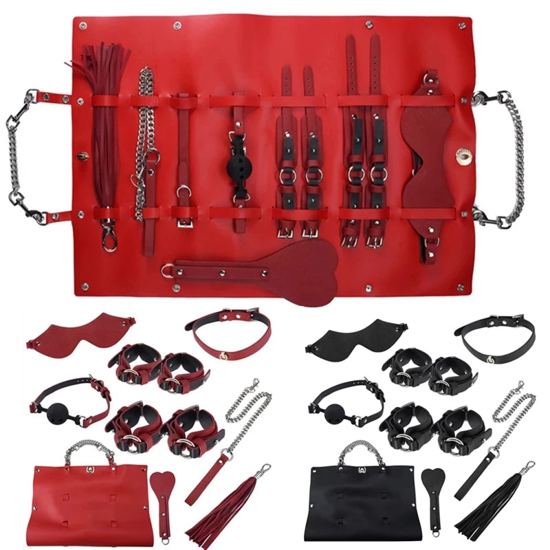 High quality BDSM Genuine Leather Bondage Set