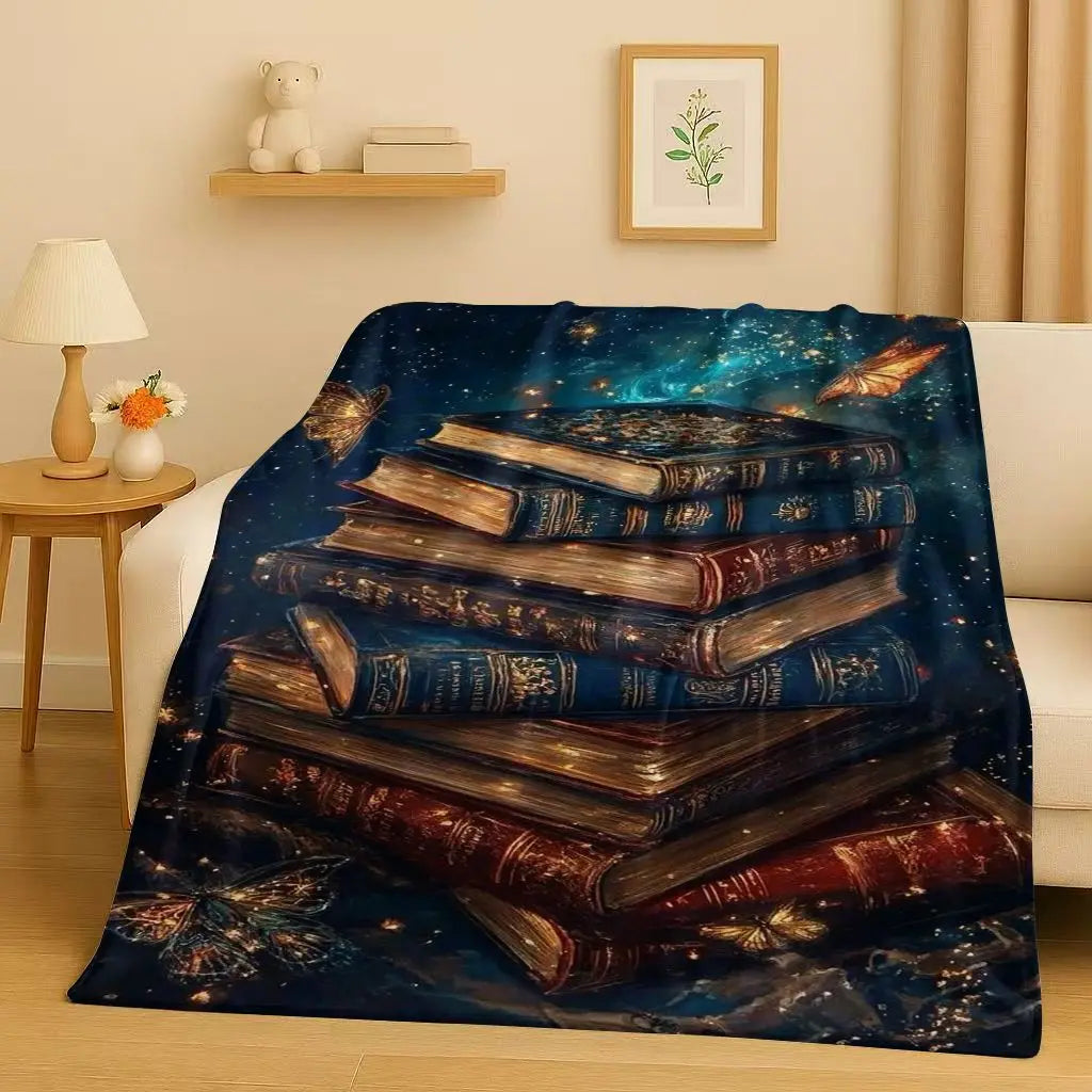 Magic Book Library Bookshelf Blanket